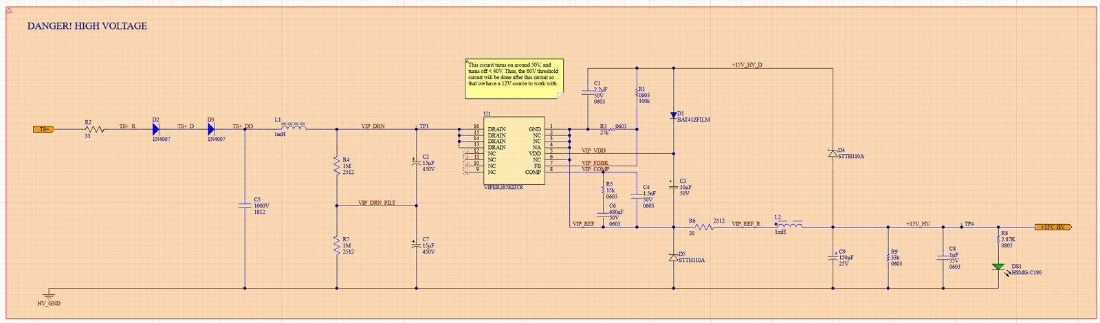 600V to 15V buck converter