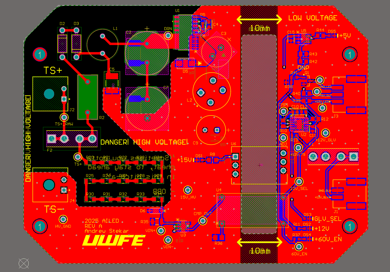 HV and LV split across a routed slot